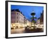 Restaurants and Fountain at Dusk, Armagertorv, Copenhagen, Denmark, Scandinavia, Europe-Frank Fell-Framed Photographic Print