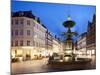 Restaurants and Fountain at Dusk, Armagertorv, Copenhagen, Denmark, Scandinavia, Europe-Frank Fell-Mounted Photographic Print