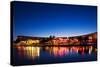 Restaurants by the Esplanade De L'Europe at Dusk, Montpellier, Herault, Languedoc-Roussillon-null-Stretched Canvas