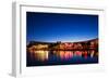 Restaurants by the Esplanade De L'Europe at Dusk, Montpellier, Herault, Languedoc-Roussillon-null-Framed Premium Photographic Print