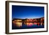 Restaurants by the Esplanade De L'Europe at Dusk, Montpellier, Herault, Languedoc-Roussillon-null-Framed Photographic Print