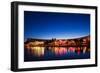 Restaurants by the Esplanade De L'Europe at Dusk, Montpellier, Herault, Languedoc-Roussillon-null-Framed Photographic Print