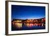 Restaurants by the Esplanade De L'Europe at Dusk, Montpellier, Herault, Languedoc-Roussillon-null-Framed Photographic Print