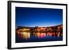 Restaurants by the Esplanade De L'Europe at Dusk, Montpellier, Herault, Languedoc-Roussillon-null-Framed Photographic Print