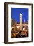 Restaurants, Clock Tower and Stradun, Dubrovnik, Croatia, Europe-Neil Farrin-Framed Photographic Print