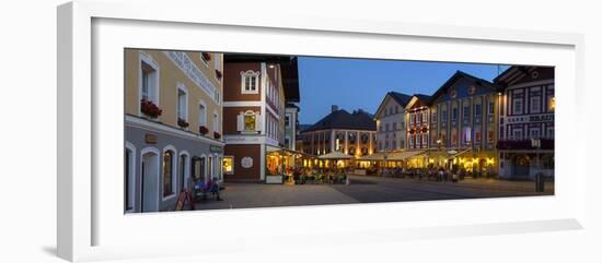 Restaurants in Market Square Illuminated at Dusk, Mondsee, Mondsee Lake-Doug Pearson-Framed Photographic Print