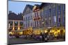 Restaurants in Market Square Illuminated at Dusk, Mondsee, Mondsee Lake-Doug Pearson-Mounted Photographic Print