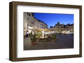 Restaurants in the Evening in the Piazza Anfiteatro Romano, Lucca, Tuscany, Italy, Europe-Stuart Black-Framed Photographic Print