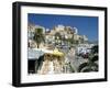 Restaurants in the Old Port with the Citadel in the Background, Calvi, Corsica-Peter Thompson-Framed Premium Photographic Print