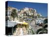 Restaurants in the Old Port with the Citadel in the Background, Calvi, Corsica-Peter Thompson-Stretched Canvas