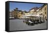 Restaurants in the Piazza Anfiteatro Romano, Lucca, Tuscany, Italy, Europe-Stuart Black-Framed Stretched Canvas