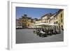 Restaurants in the Piazza Anfiteatro Romano, Lucca, Tuscany, Italy, Europe-Stuart Black-Framed Photographic Print