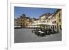 Restaurants in the Piazza Anfiteatro Romano, Lucca, Tuscany, Italy, Europe-Stuart Black-Framed Photographic Print