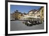 Restaurants in the Piazza Anfiteatro Romano, Lucca, Tuscany, Italy, Europe-Stuart Black-Framed Photographic Print