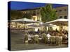 Restaurants in the Plaza Mayor, Pollenca (Pollensa), Mallorca (Majorca), Balearic Islands, Spain, M-Stuart Black-Stretched Canvas