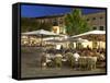 Restaurants in the Plaza Mayor, Pollenca (Pollensa), Mallorca (Majorca), Balearic Islands, Spain, M-Stuart Black-Framed Stretched Canvas