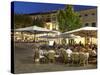 Restaurants in the Plaza Mayor, Pollenca (Pollensa), Mallorca (Majorca), Balearic Islands, Spain, M-Stuart Black-Stretched Canvas