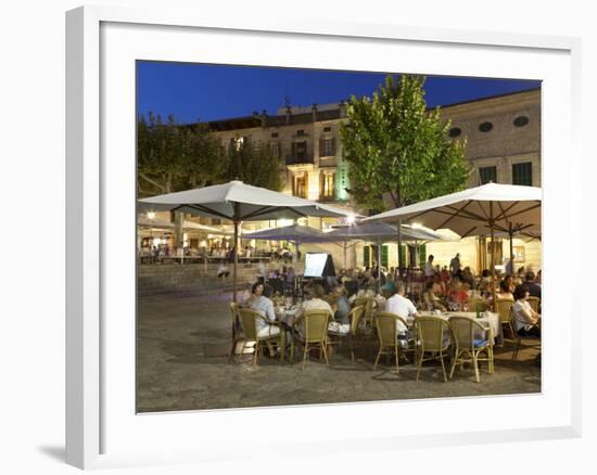 Restaurants in the Plaza Mayor, Pollenca (Pollensa), Mallorca (Majorca), Balearic Islands, Spain, M-Stuart Black-Framed Photographic Print