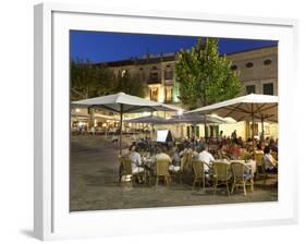 Restaurants in the Plaza Mayor, Pollenca (Pollensa), Mallorca (Majorca), Balearic Islands, Spain, M-Stuart Black-Framed Photographic Print