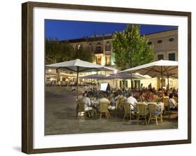 Restaurants in the Plaza Mayor, Pollenca (Pollensa), Mallorca (Majorca), Balearic Islands, Spain, M-Stuart Black-Framed Photographic Print