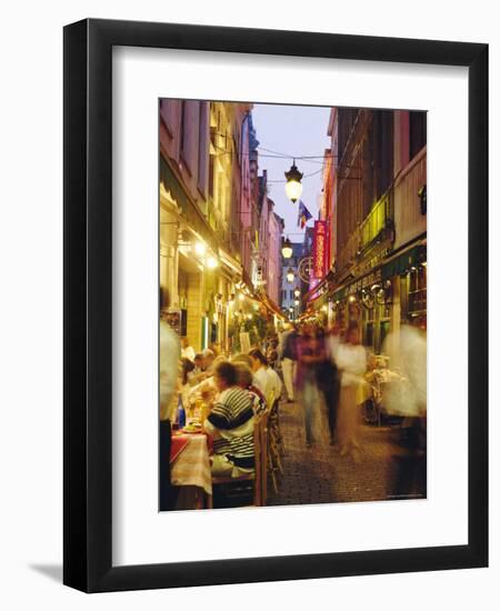 Restaurants in the Rue Des Bouchers, Brussels, Beljium-Nigel Francis-Framed Photographic Print