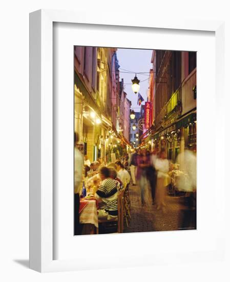 Restaurants in the Rue Des Bouchers, Brussels, Beljium-Nigel Francis-Framed Photographic Print