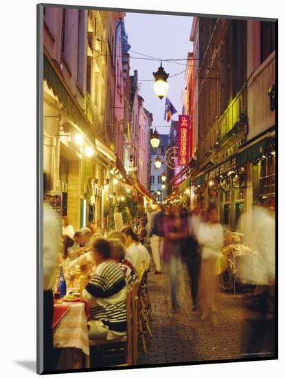 Restaurants in the Rue Des Bouchers, Brussels, Beljium-Nigel Francis-Mounted Photographic Print