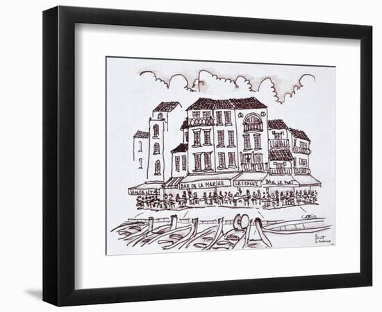 Restaurants line the waterfront, Cassis, France-Richard Lawrence-Framed Photographic Print