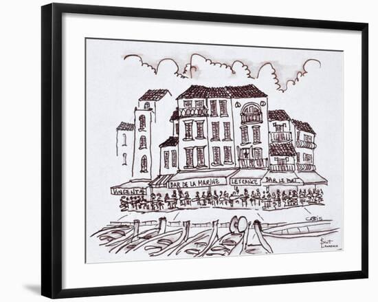 Restaurants line the waterfront, Cassis, France-Richard Lawrence-Framed Photographic Print