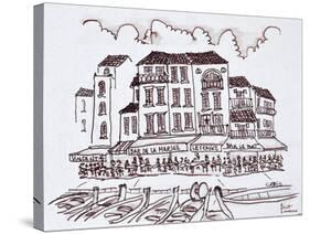 Restaurants line the waterfront, Cassis, France-Richard Lawrence-Stretched Canvas