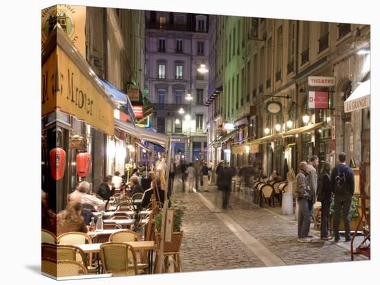 Restaurants on Rue Des Marronniers, Lyon, Rhone, France-Charles Bowman-Stretched Canvas