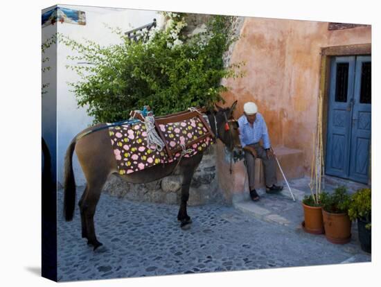 Resting Elderly Gentleman, Oia, Santorini, Greece-Darrell Gulin-Stretched Canvas