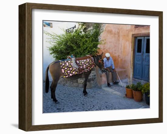 Resting Elderly Gentleman, Oia, Santorini, Greece-Darrell Gulin-Framed Photographic Print