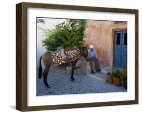 Resting Elderly Gentleman, Oia, Santorini, Greece-Darrell Gulin-Framed Photographic Print