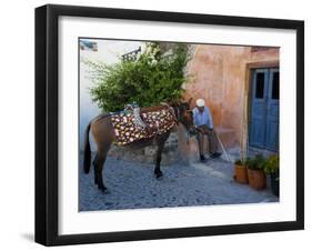 Resting Elderly Gentleman, Oia, Santorini, Greece-Darrell Gulin-Framed Photographic Print