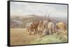 Resting in the Field-Charles James Adams-Framed Stretched Canvas