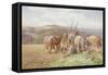 Resting in the Field-Charles James Adams-Framed Stretched Canvas