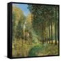 Resting on the Shore of the Brook-Alfred Sisley-Framed Stretched Canvas