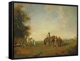 Resting Place of the Arab Horsemen on the Plain, 1870-Eugene Fromentin-Framed Stretched Canvas