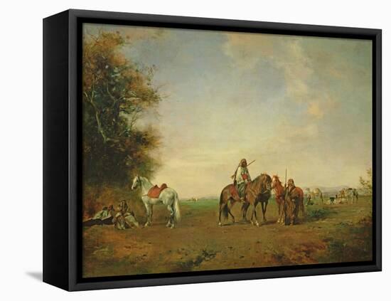 Resting Place of the Arab Horsemen on the Plain, 1870-Eugene Fromentin-Framed Stretched Canvas