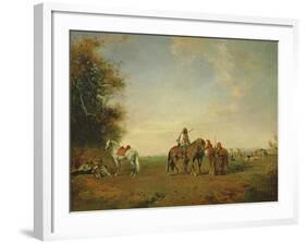 Resting Place of the Arab Horsemen on the Plain, 1870-Eugene Fromentin-Framed Giclee Print