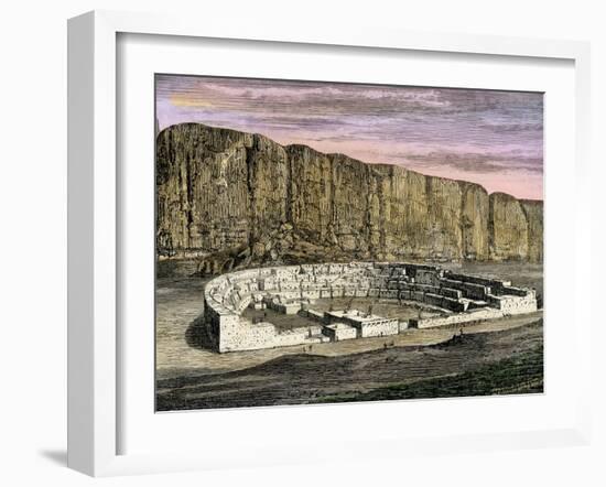 Restoration of Pueblo Bonito, Ancestral Puebloan/Anasazi Site in Chaco Canyon, New Mexico, 1250 AD-null-Framed Giclee Print