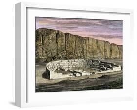 Restoration of Pueblo Bonito, Ancestral Puebloan/Anasazi Site in Chaco Canyon, New Mexico, 1250 AD-null-Framed Giclee Print