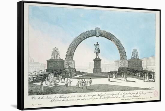 Restoration of the Statue of Henry IV on Pont Neuf, Paris, 25 August 1818-null-Framed Stretched Canvas