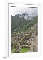 Restoration work at the Inca ruins of Machu Picchu, UNESCO World Heritage Site, Peru, South America-Julio Etchart-Framed Photographic Print