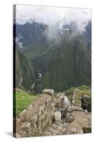 Restoration work at the Inca ruins of Machu Picchu, UNESCO World Heritage Site, Peru, South America-Julio Etchart-Stretched Canvas