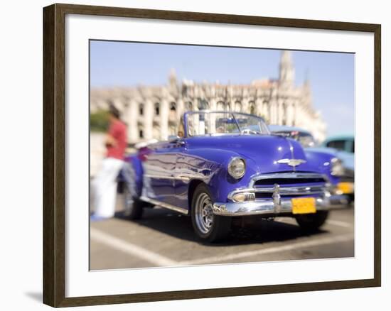 Restored Classic American Car Being Used As a Taxi For Tourists, Havana, Cuba-Lee Frost-Framed Photographic Print