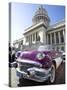 Restored Classic American Car Parked Outside the Capitilio, Havana, Cuba-Lee Frost-Stretched Canvas