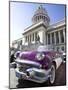 Restored Classic American Car Parked Outside the Capitilio, Havana, Cuba-Lee Frost-Mounted Photographic Print