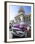 Restored Classic American Car Parked Outside the Capitilio, Havana, Cuba-Lee Frost-Framed Photographic Print